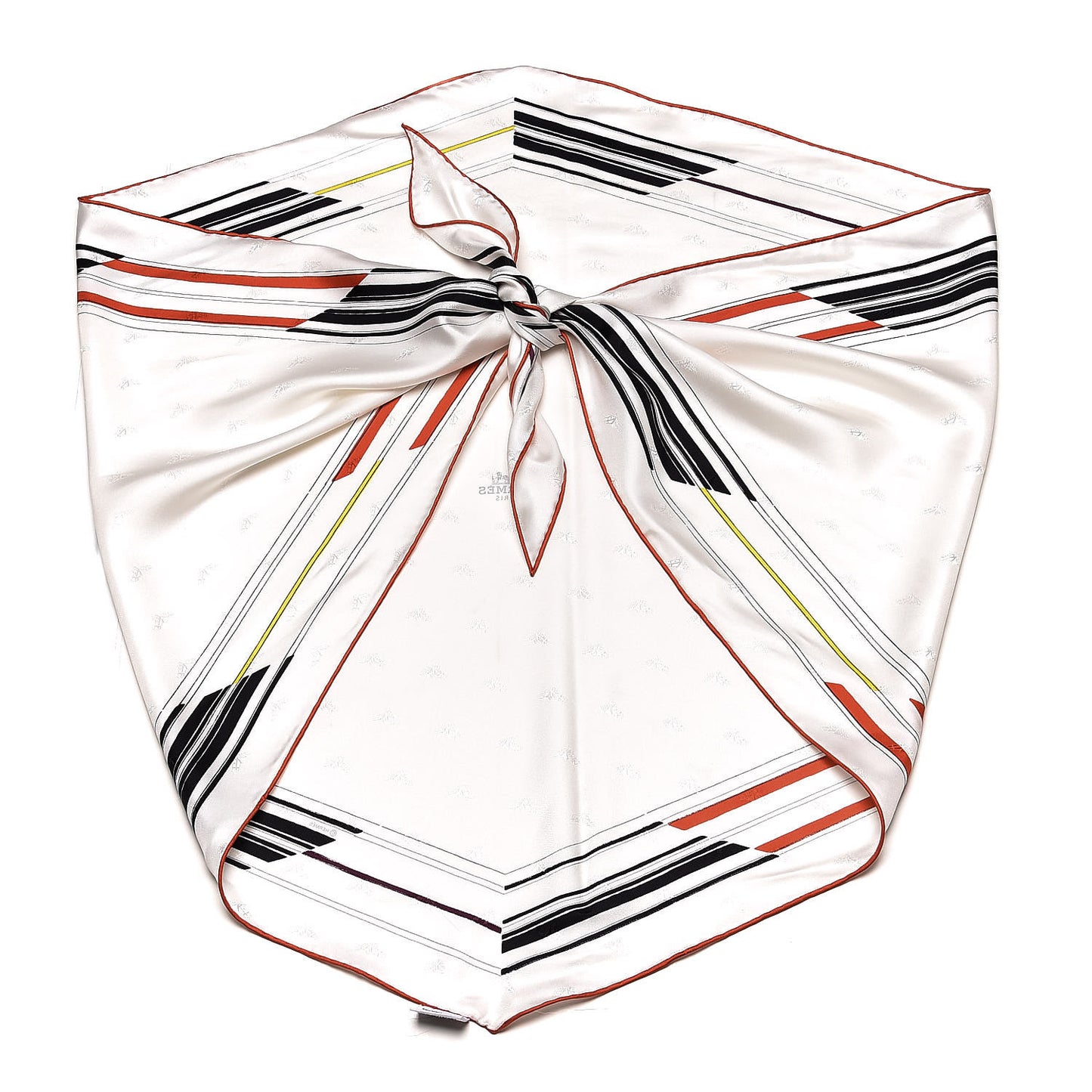 Silk Losange Jumping Quadridge Scarf GM White Black Vermillon