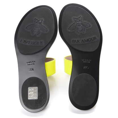 Gucci Calfskin GG Marmont Thong Sandals 35.5 Yellow Fluo 5 of 9