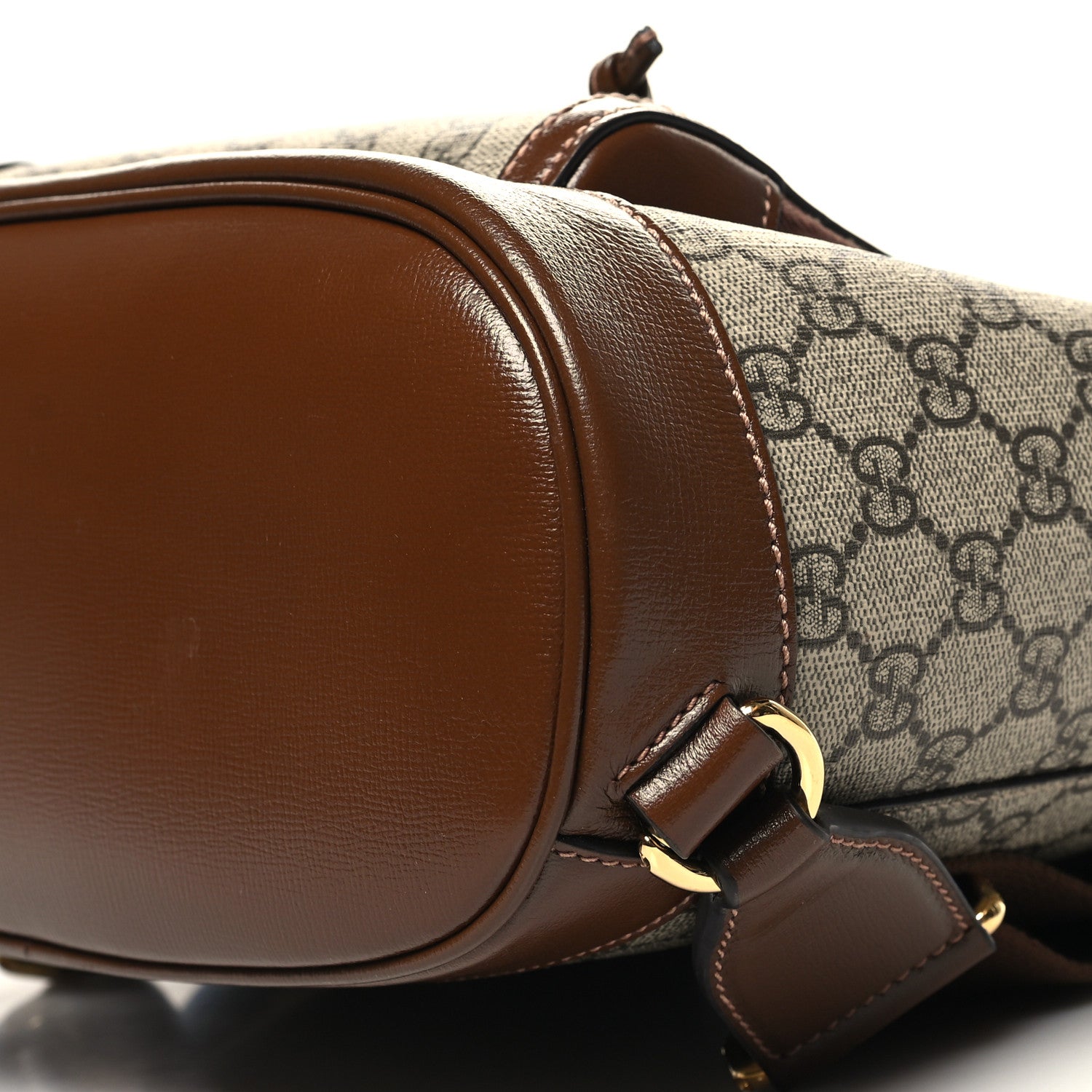 Gucci GG Supreme Monogram Azalea Calfskin Retro Interlocking G Buckle Backpack Beige Ebony Brown Sugar 10 of 11