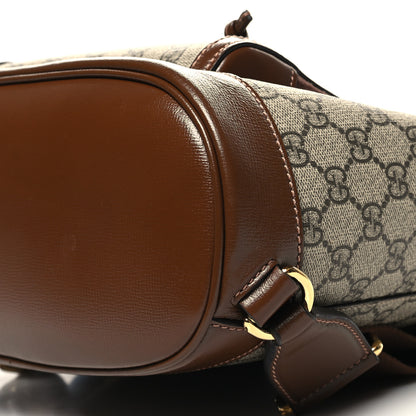 Gucci GG Supreme Monogram Azalea Calfskin Retro Interlocking G Buckle Backpack Beige Ebony Brown Sugar 10 of 11
