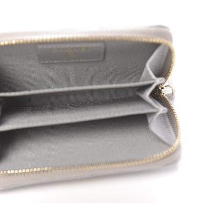Chanel Goatskin Quilted 19 Zip Around Coin Purse Wallet Silver 5 of 8