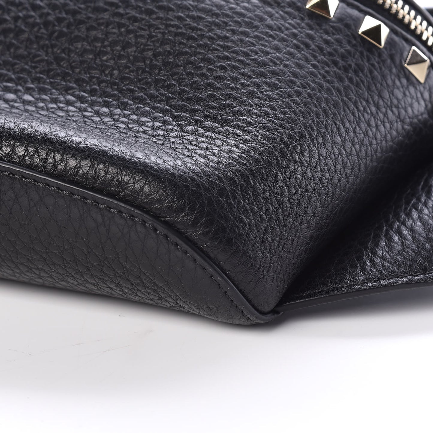 Grainy Calfskin Rockstud Belt Bag Black