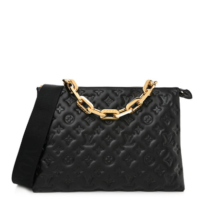Louis Vuitton Lambskin Embossed Monogram Coussin MM Black 1 of 9
