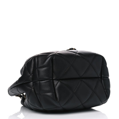 Chanel Lambskin Quilted CC Dweller Drawstring Bucket Bag Black 3 of 4