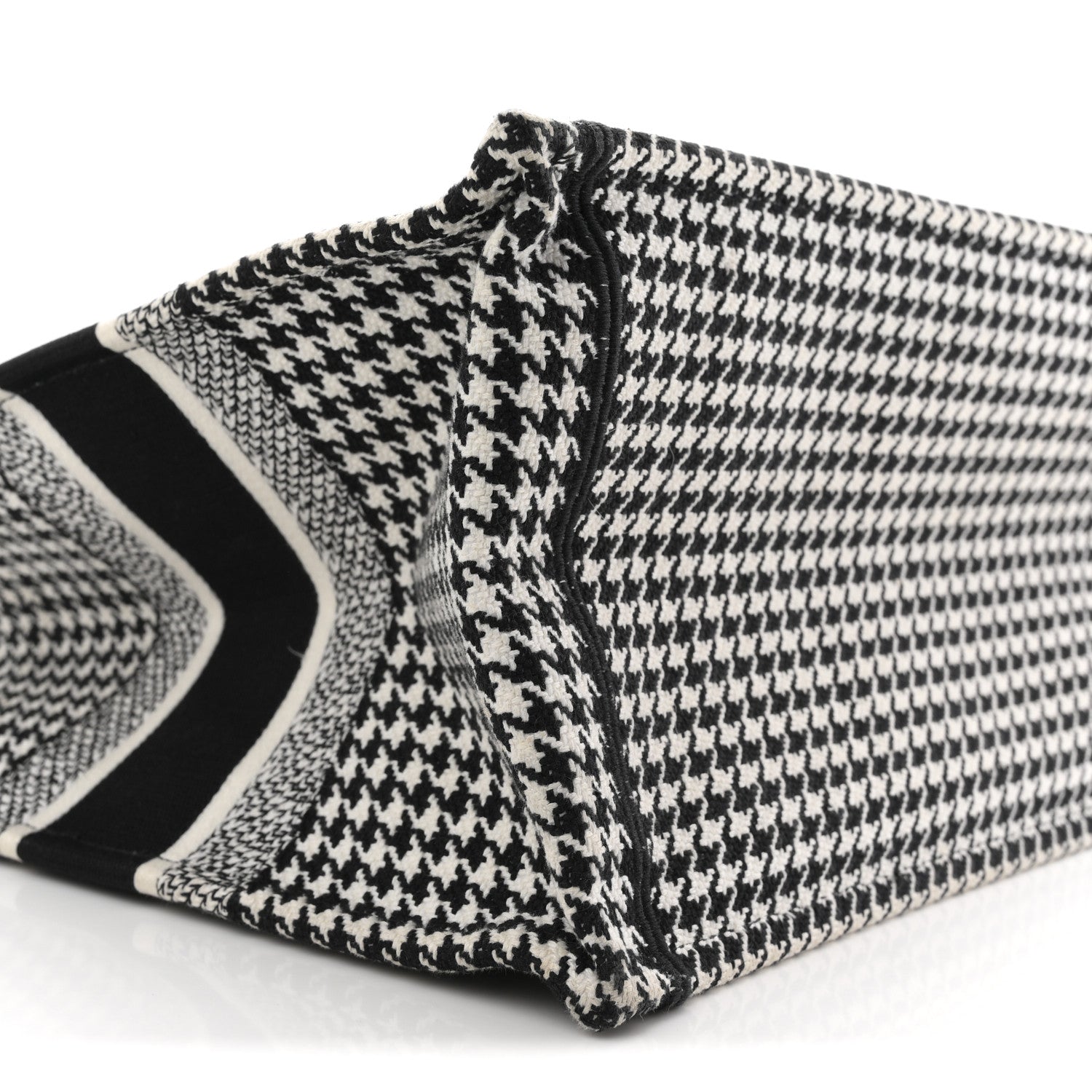 Christian Dior Canvas Houndstooth Embroidered Medium Book  Black White 9 of 14