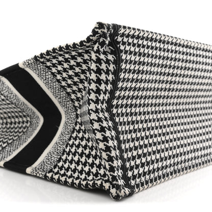Christian Dior Canvas Houndstooth Embroidered Medium Book  Black White 9 of 14