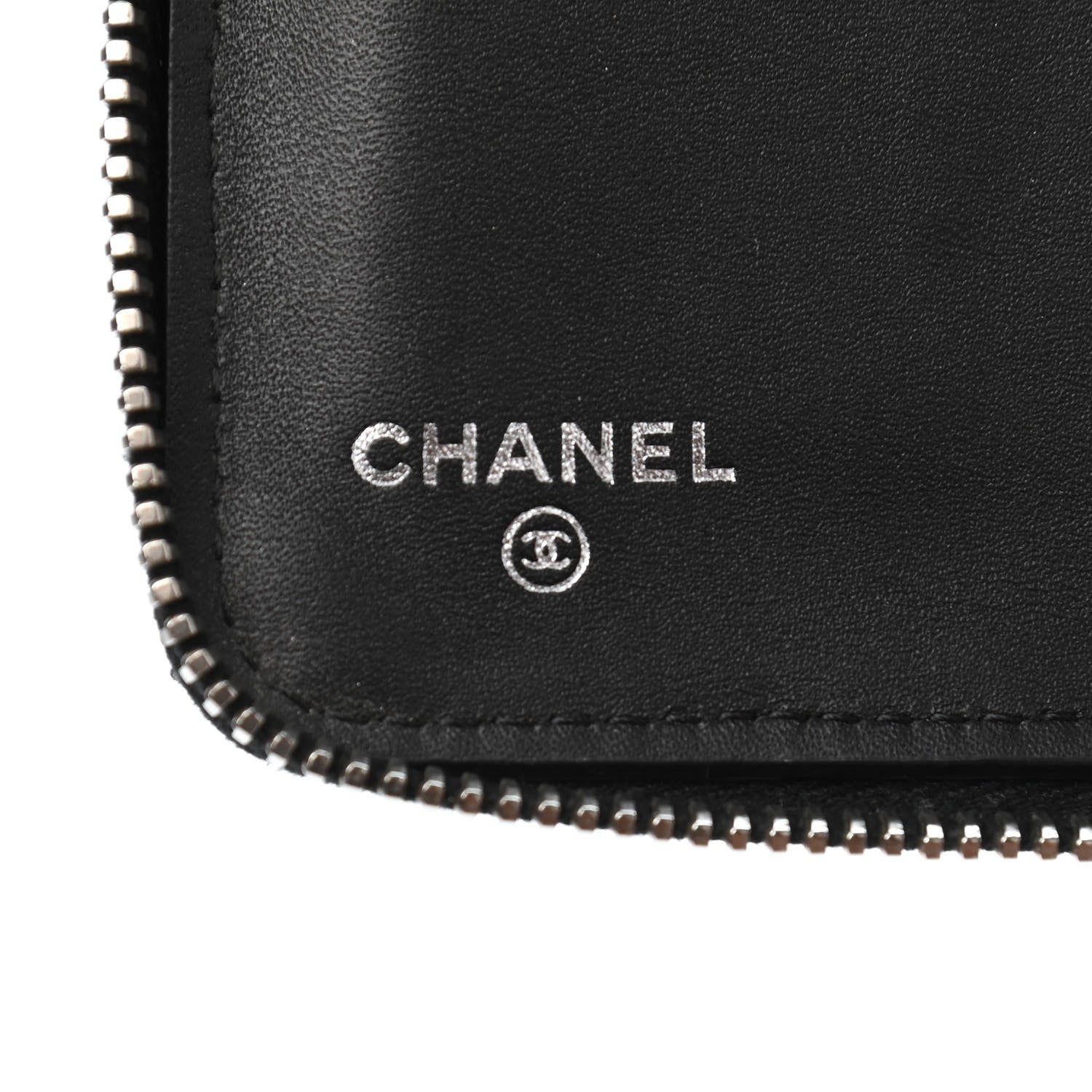 Chanel Glittered Calfskin Quilted Large Gusset Zip Wallet Black 6 of 12
