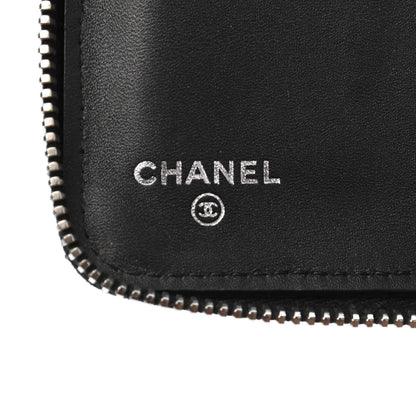 Chanel Glittered Calfskin Quilted Large Gusset Zip Wallet Black 6 of 12