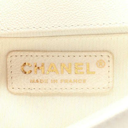 Chanel Caviar Chevron Quilted Small Boy Flap White 6 of 9