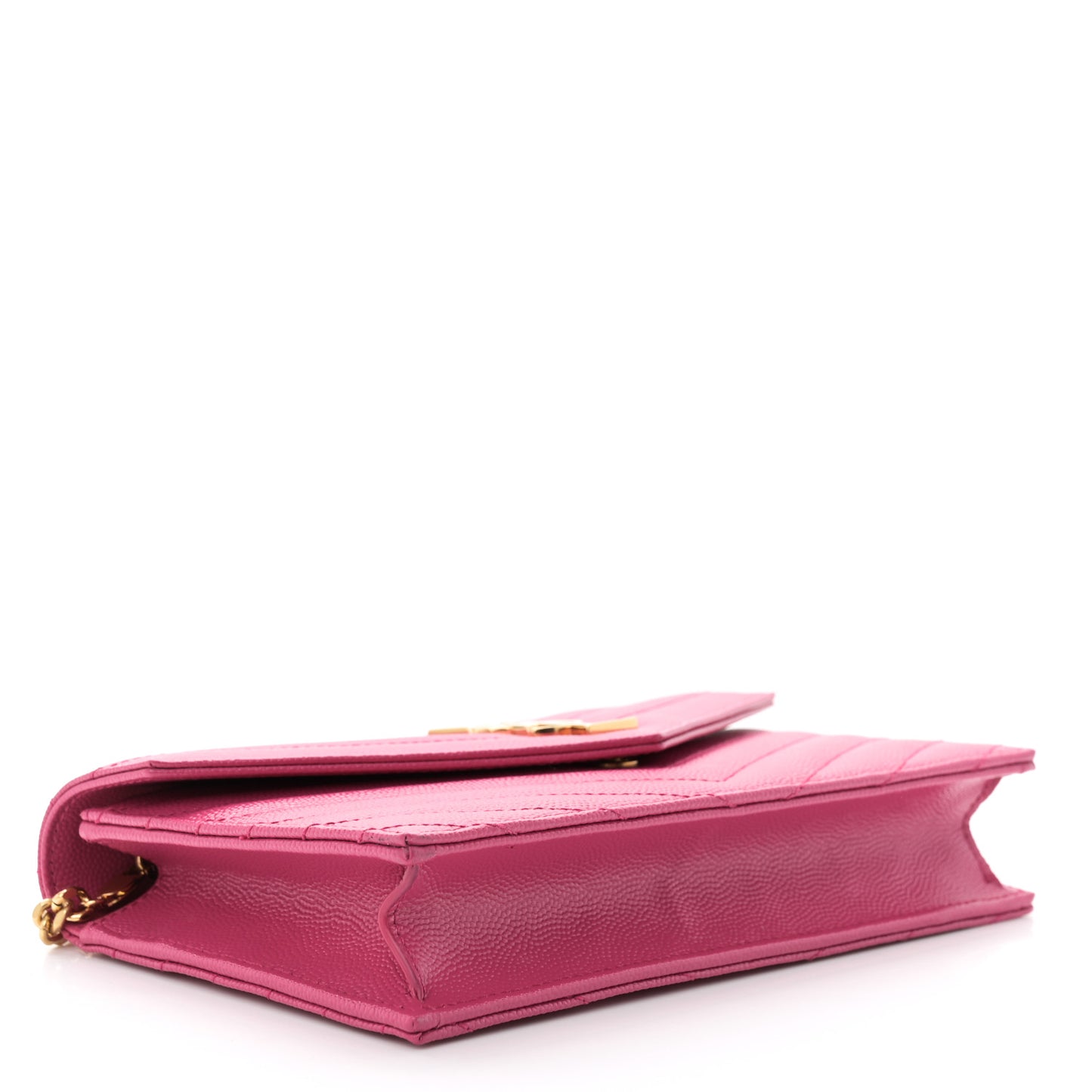 Grain De Poudre Matelasse Chevron Monogram Envelope Chain Wallet Fresh Fuchsia