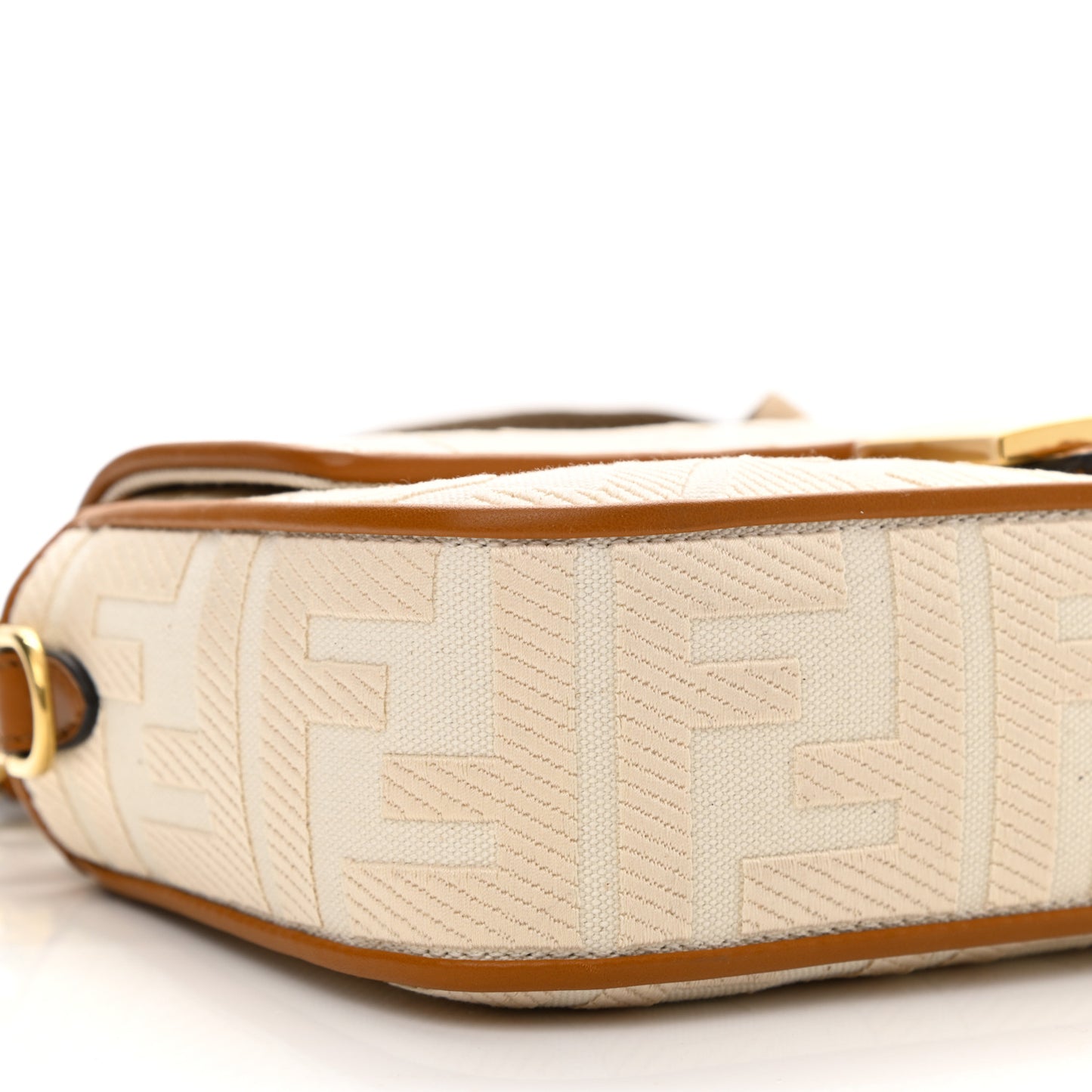 Canvas Vitello King Bi-Color Strap FF Embroidered Baguette Grezzo Brandy Cuoio