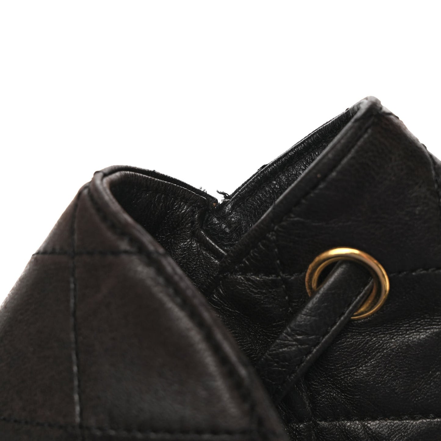 Lambskin Quilted Drawstring Backpack Black