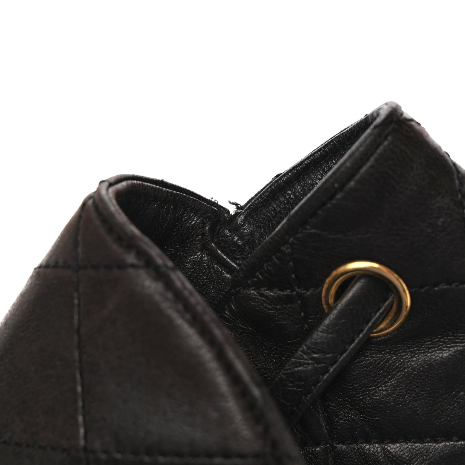 Chanel Lambskin Quilted Drawstring Backpack Black 12 of 13