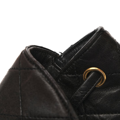 Chanel Lambskin Quilted Drawstring Backpack Black 12 of 13