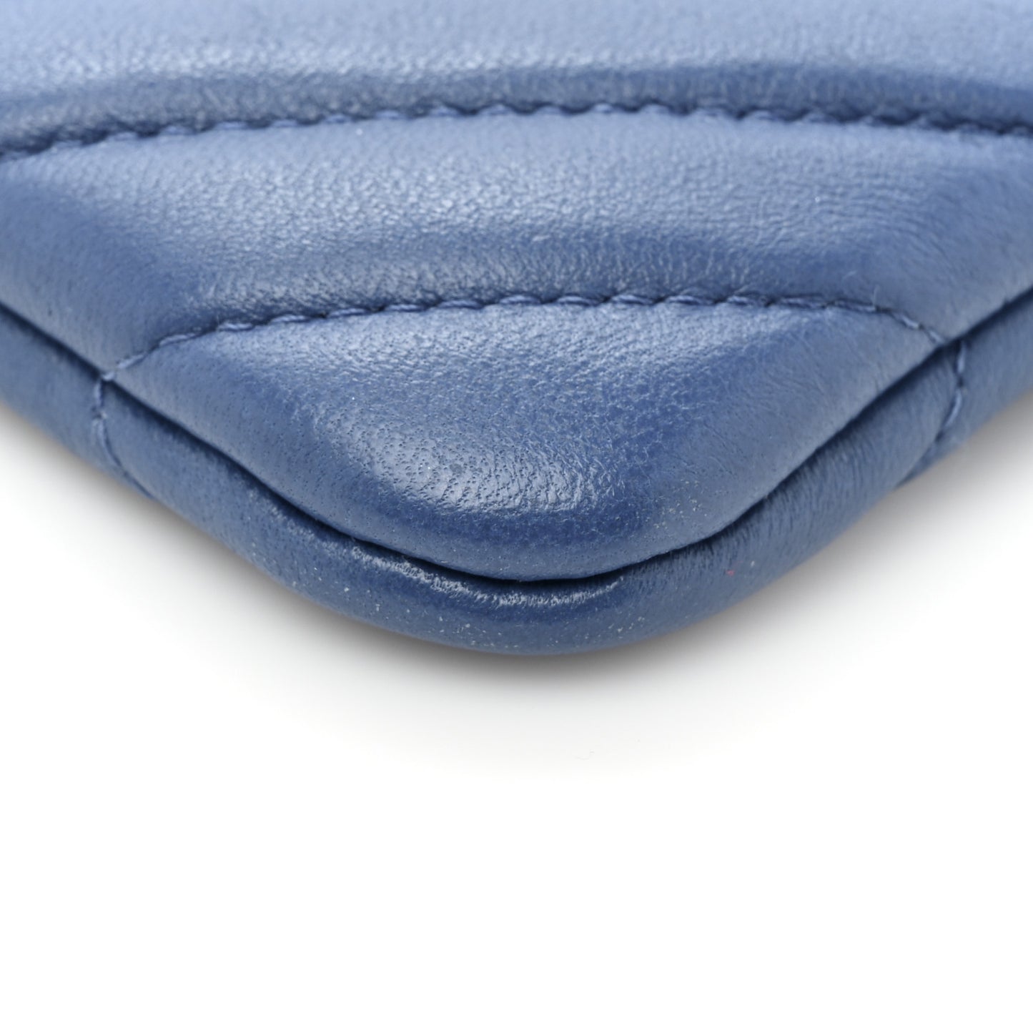 Lambskin Chevron Quilted Charms Medium Cosmetic Case Blue