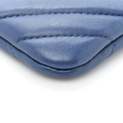Chanel Lambskin Chevron Quilted Charms Medium Cosmetic Case Blue 14 of 15