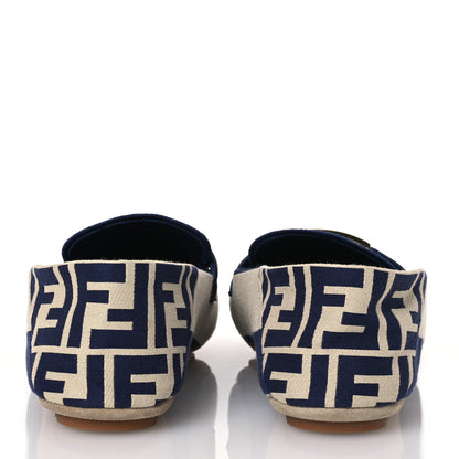 Fendi Fabric Jacquard FF Pequin Loafers 38 Bei Midnight 5 of 10