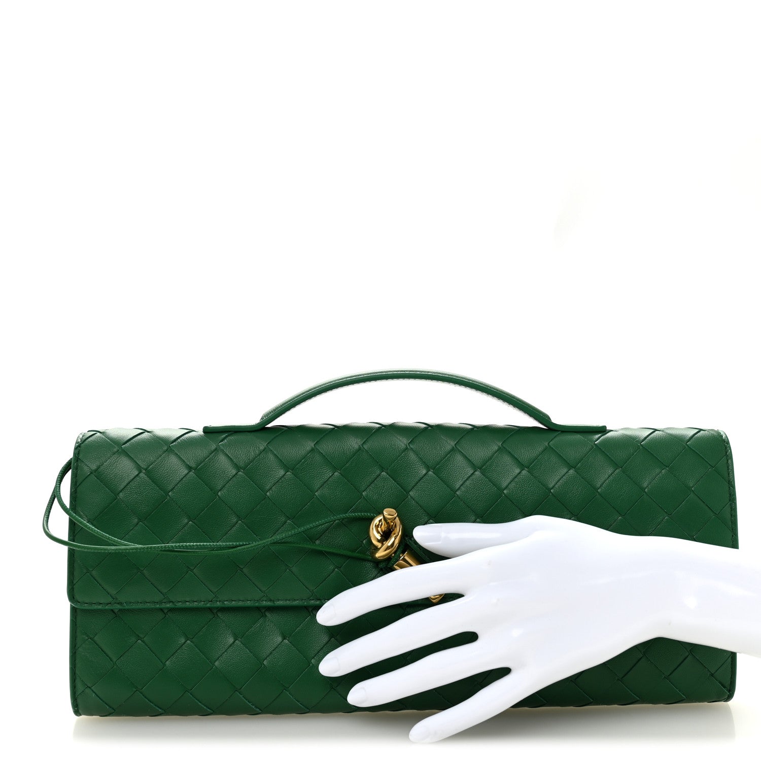 Bottega Veneta Nappa Intrecciato Long Andiamo Top Handle Clutch Jungle 2 of 9