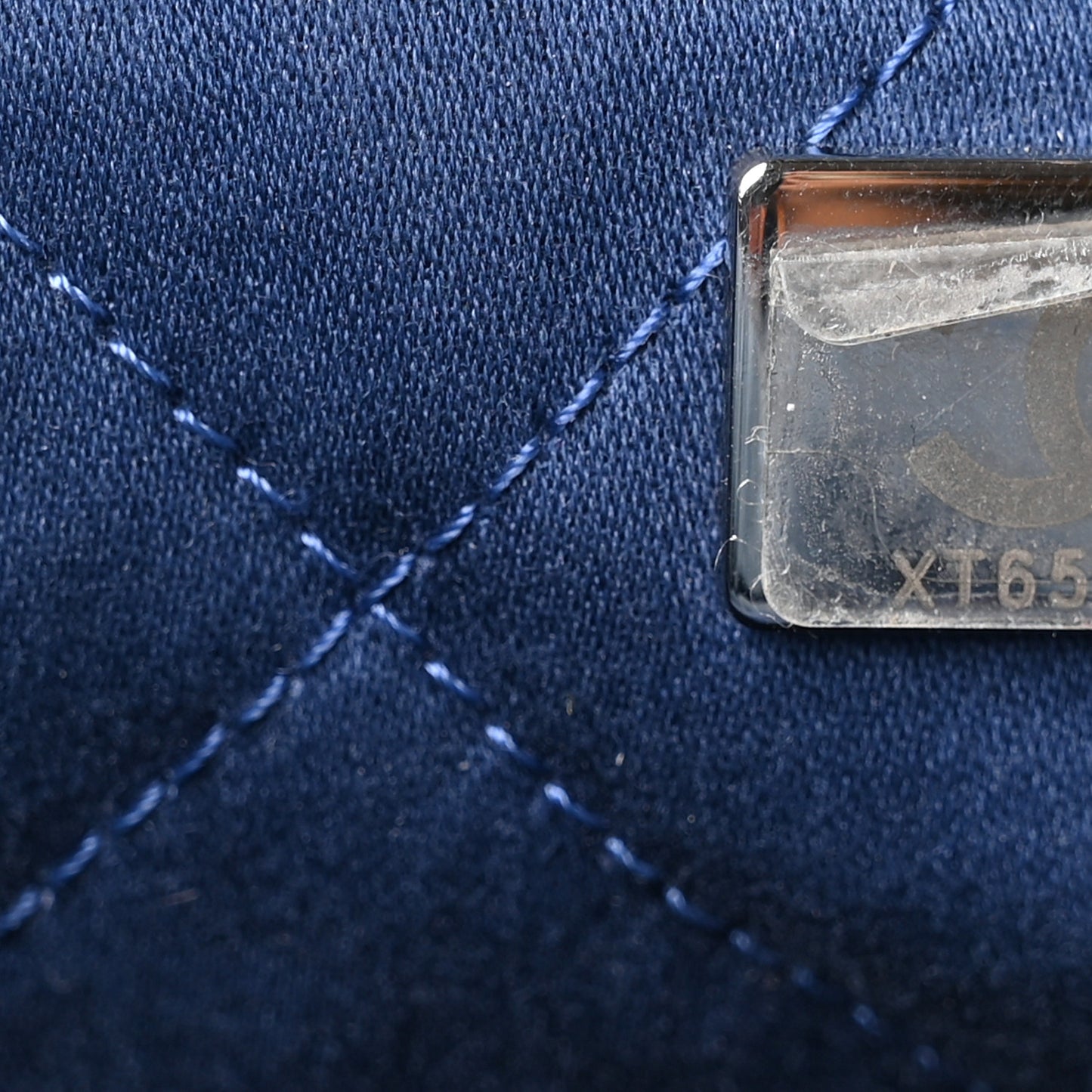 Washed Denim Quilted Studded Mini Chanel 22 Blue