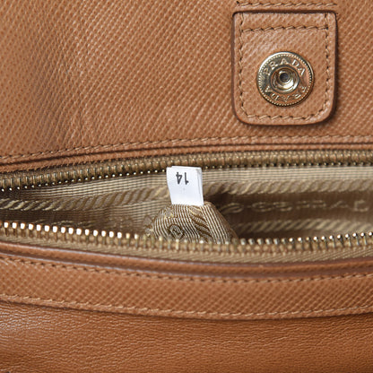 Prada Saffiano Cuir Top Handle Dome Tote Caramel 11 of 29