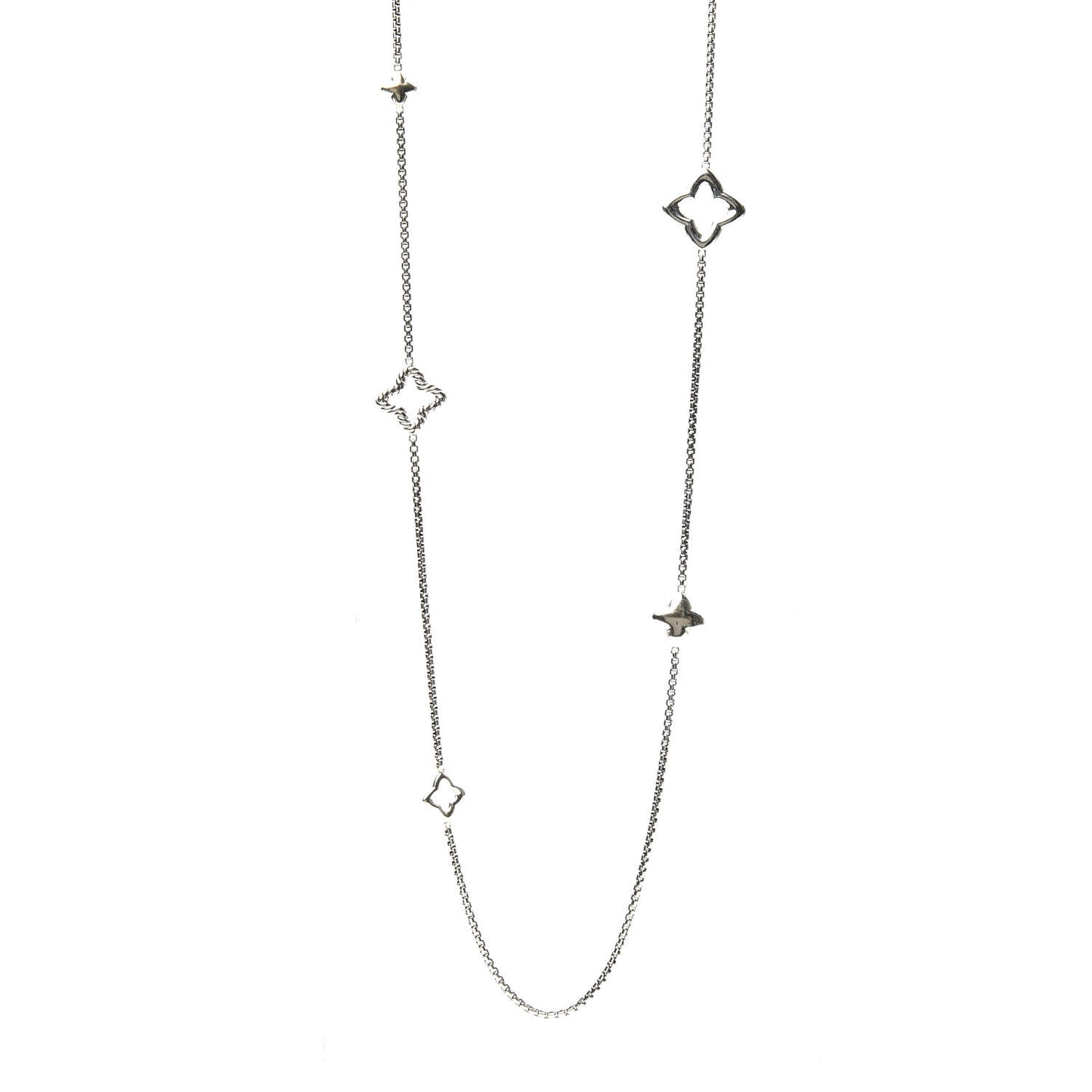 Sterling Silver 25mm Quatrefoil Chain Necklace