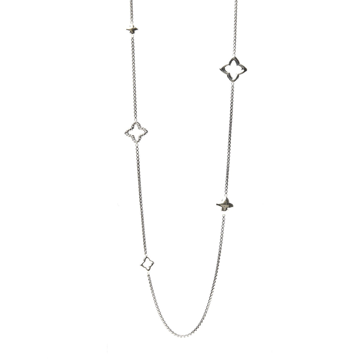 David Yurman Sterling Silver 25mm Quatrefoil Chain Necklace 2 of 4