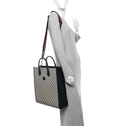 Gucci GG Supreme Monogram Textured Dollar Calfskin Web Medium Retro Interlocking G Tote Bag Beige Blue 2 of 11