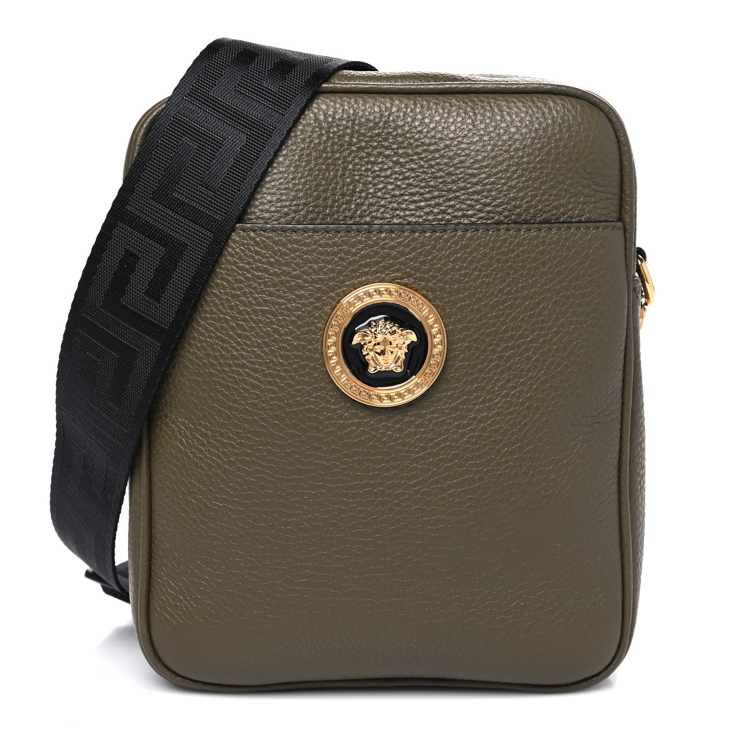Versace Grained Calfskin Small Medusa Messenger Bag Khaki 1 of 11