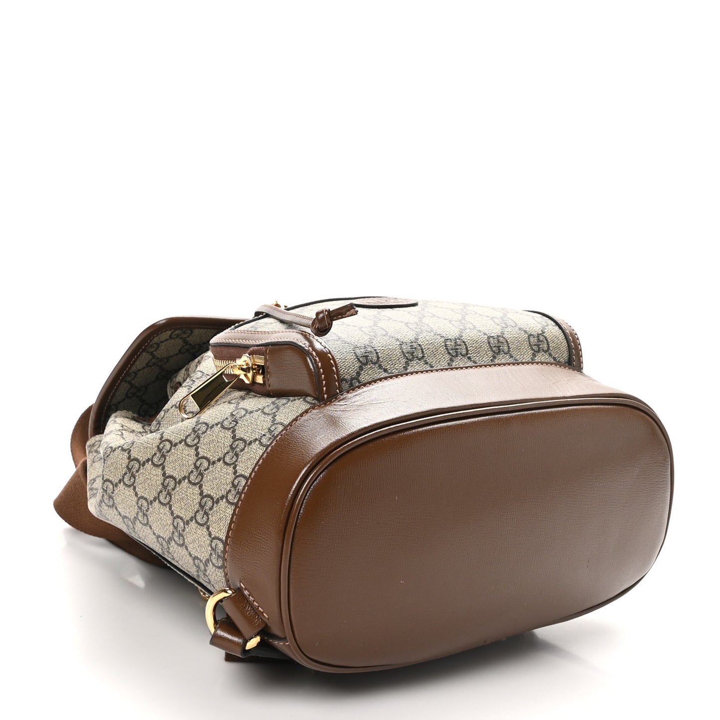 GG Supreme Monogram Azalea Calfskin Retro Interlocking G Buckle Backpack Beige Ebony Brown Sugar