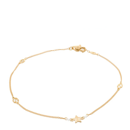 Gucci 18K Yellow Gold Diamond Star GG Station Bracelet 1 of 5