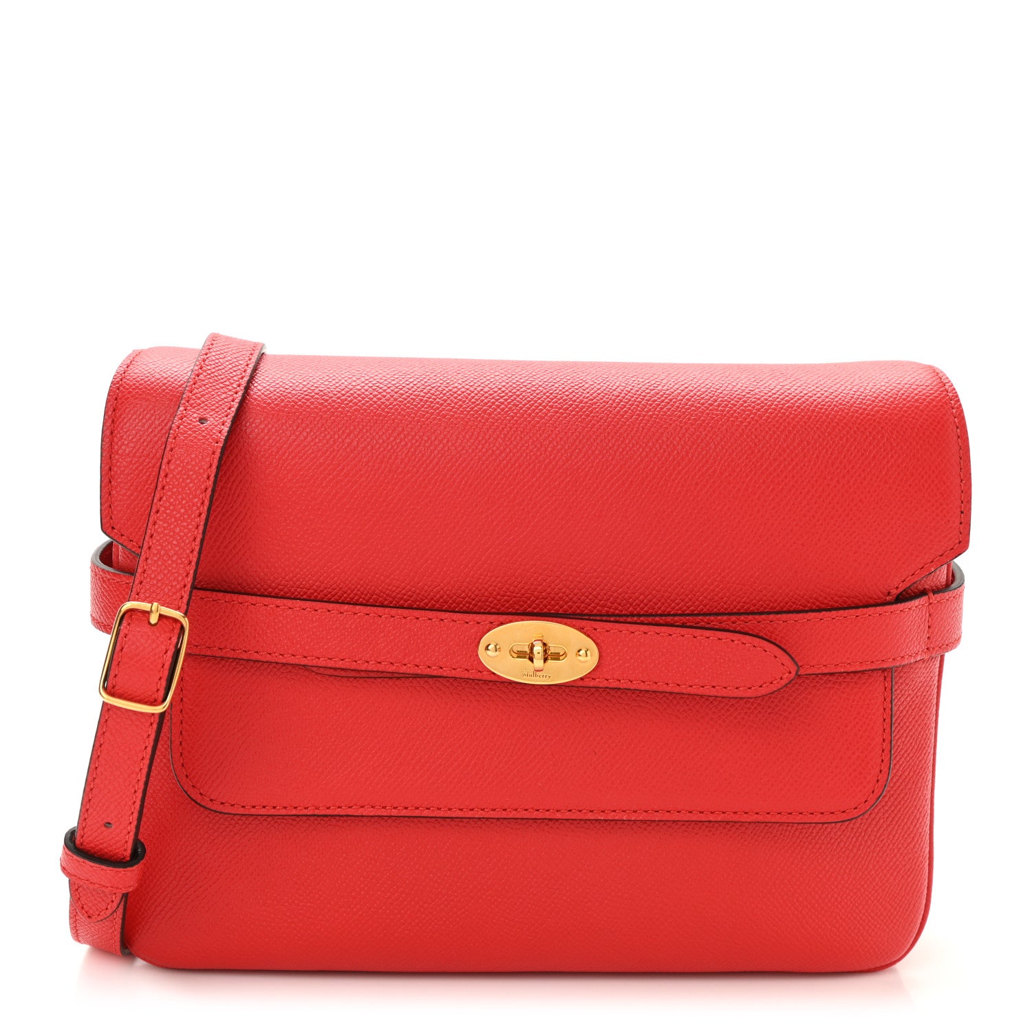 Mulberry Small Classic Grain Calfskin Belted Bayswater Satchel Lipstick Red 1 of 9