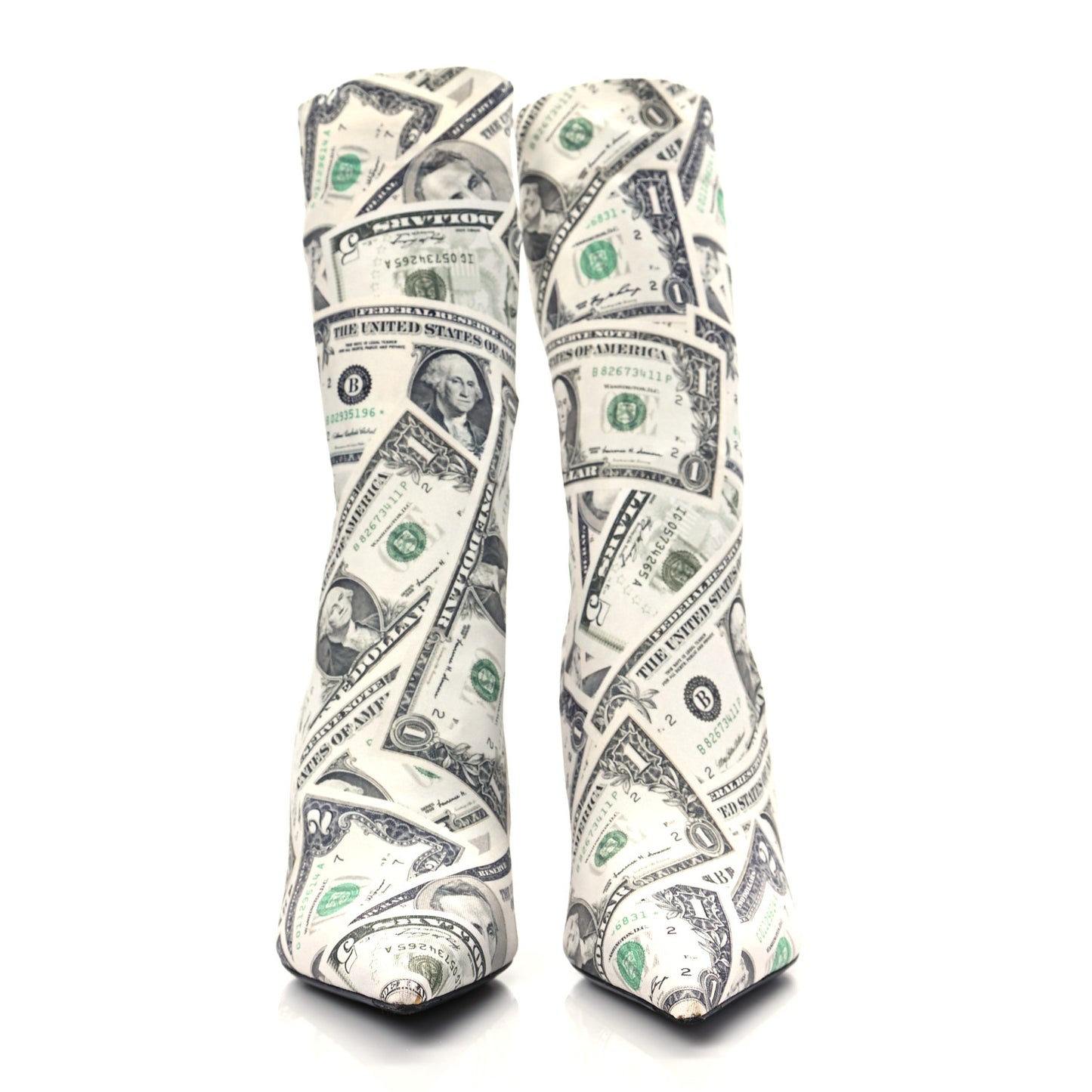 Spandex Dollars Print Extreme Pointed Toe Knife Ankle Boots 38 Vert
