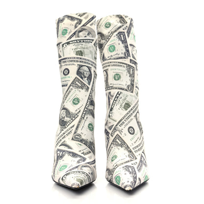 Balenciaga Spandex Dollars Print Extreme Pointed Toe Knife Ankle Boots 38 Vert 2 of 6