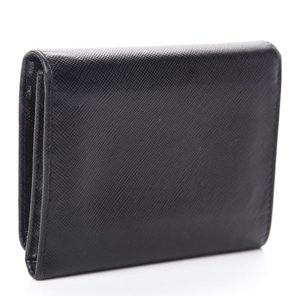 Prada Saffiano Metal Tri-Fold Wallet Black 3 of 6