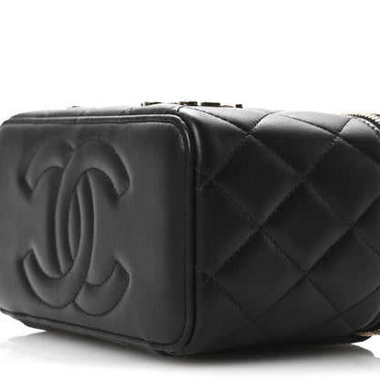 Chanel Lambskin Enamel Quilted Roller Skate Small Vanity Case With Chain Black 11 of 11