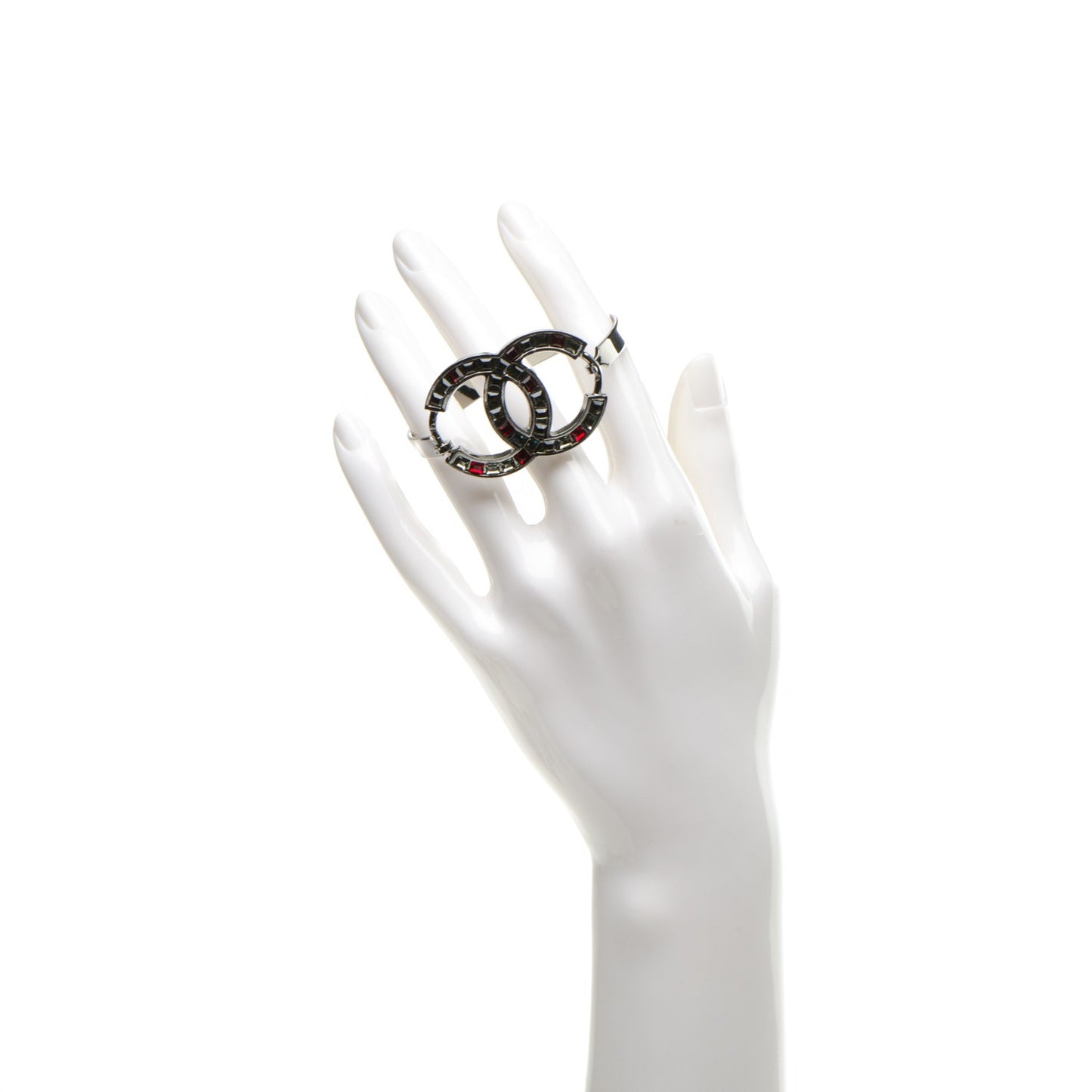 Ruthenium Crystal Baguette CC Bracelet Silver Red