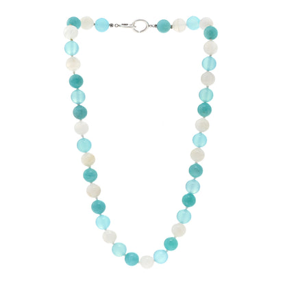 Tiffany Sterling Silver Rock Crystal Quartz Blue Chalcedony Amazonite Bead Necklace 3 of 4