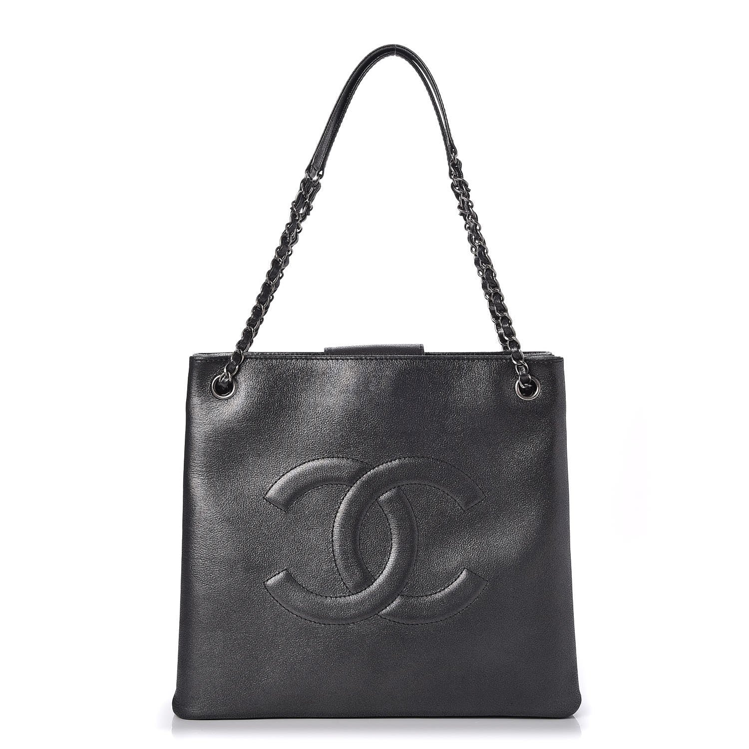 Chanel Iridescent Calfskin CC Shopping Tote Grey 1 of 7