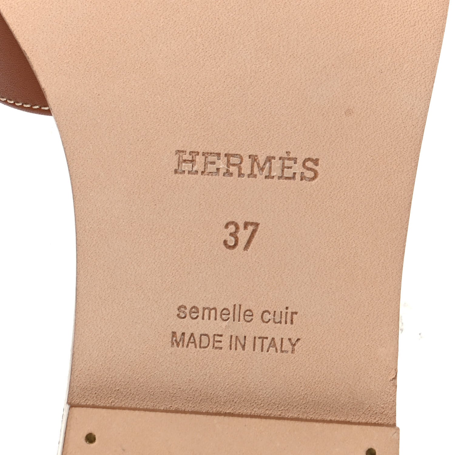 Hermes Box Calfskin Oran Sandals 37 Gold 7 of 9