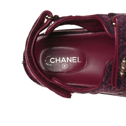 Chanel Velvet Velcro Dad Sandals 37.5 Pink 9 of 12