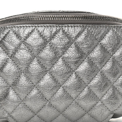 Chanel Metallic Calfskin Quilted Banane Waist Bag Fanny Pack Dark Silver 8 of 10