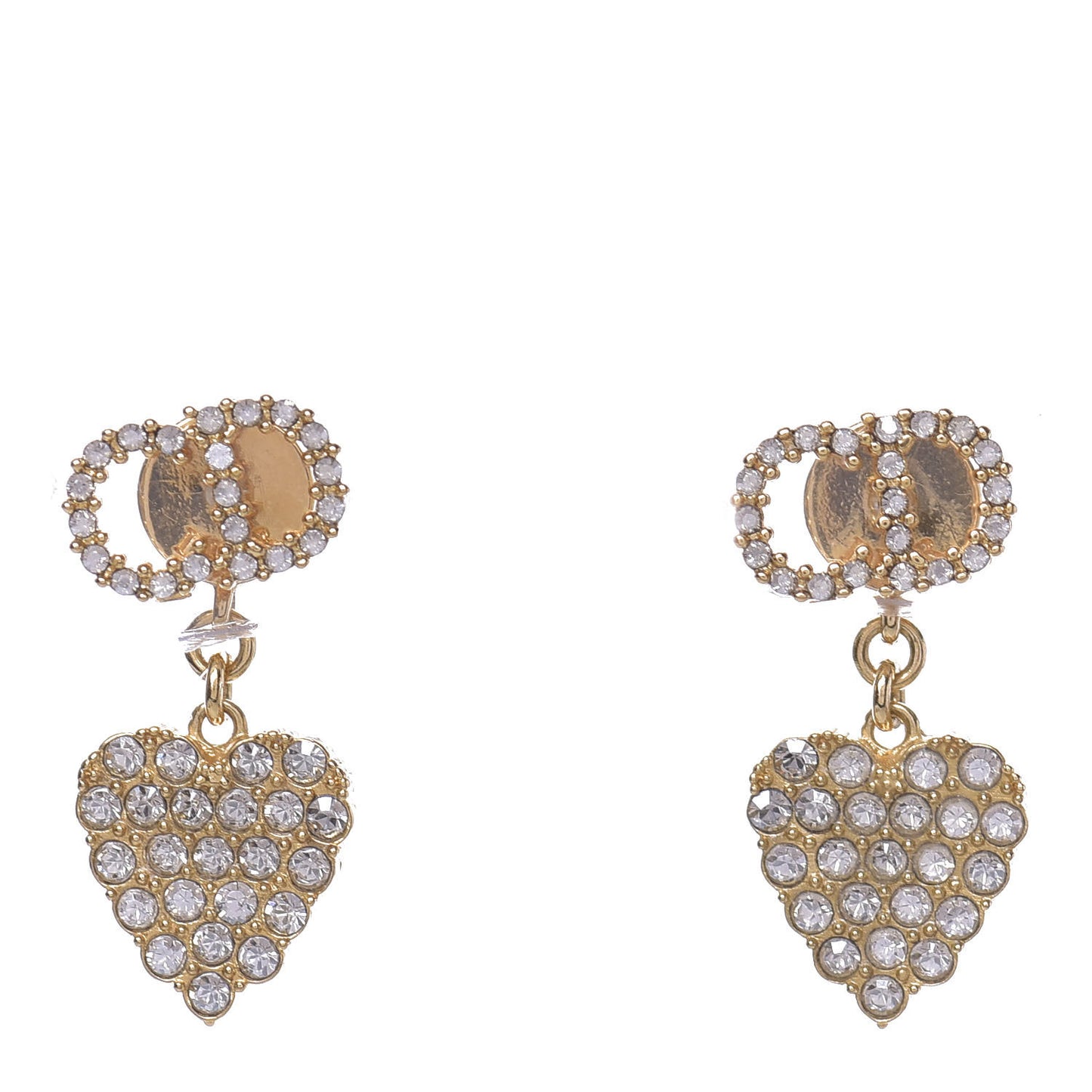 Crystal CD Heart Earrings Gold