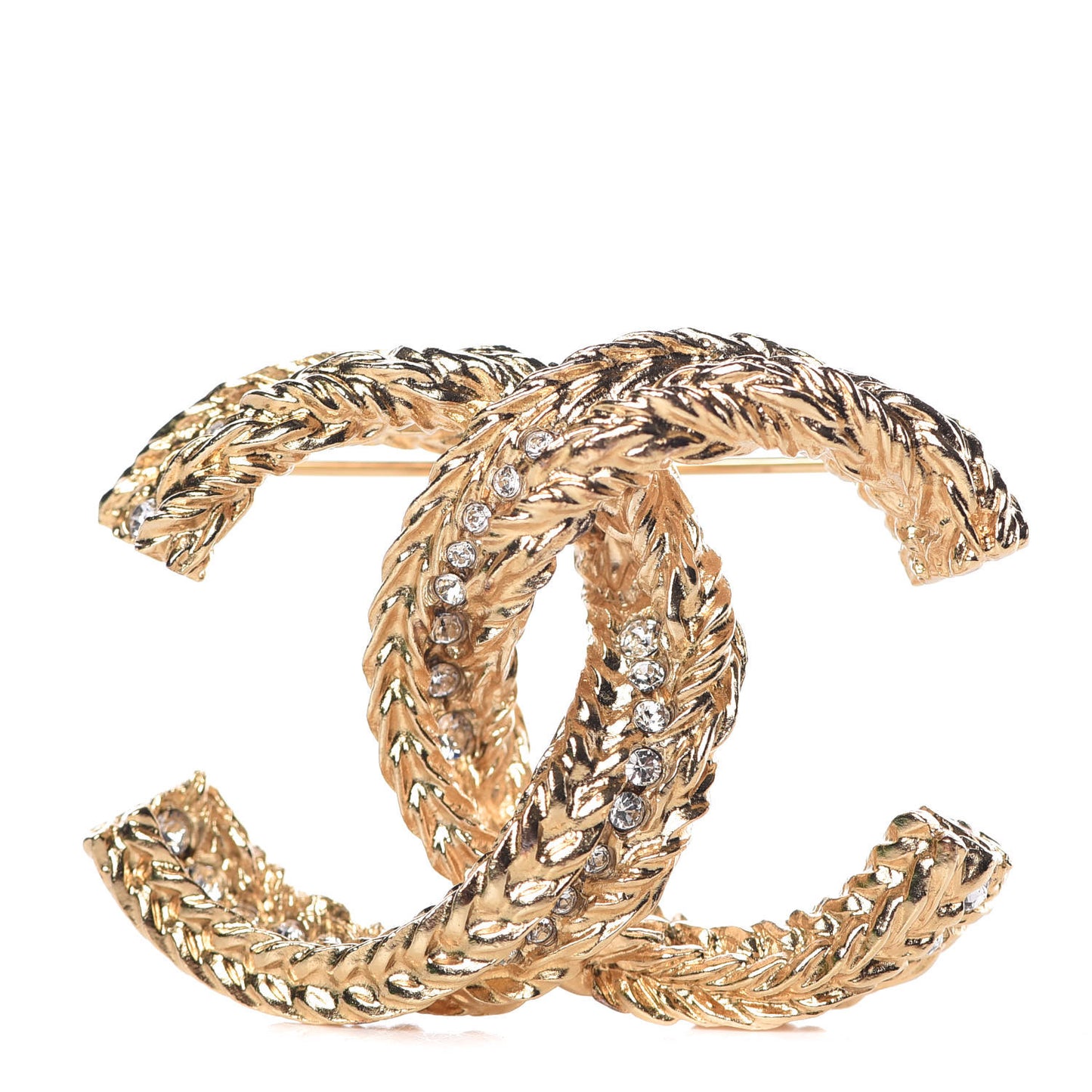 Crystal CC Brooch Gold