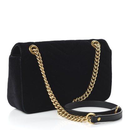 Gucci Velvet Matelasse Small GG Marmont Shoulder Bag Black 3 of 10