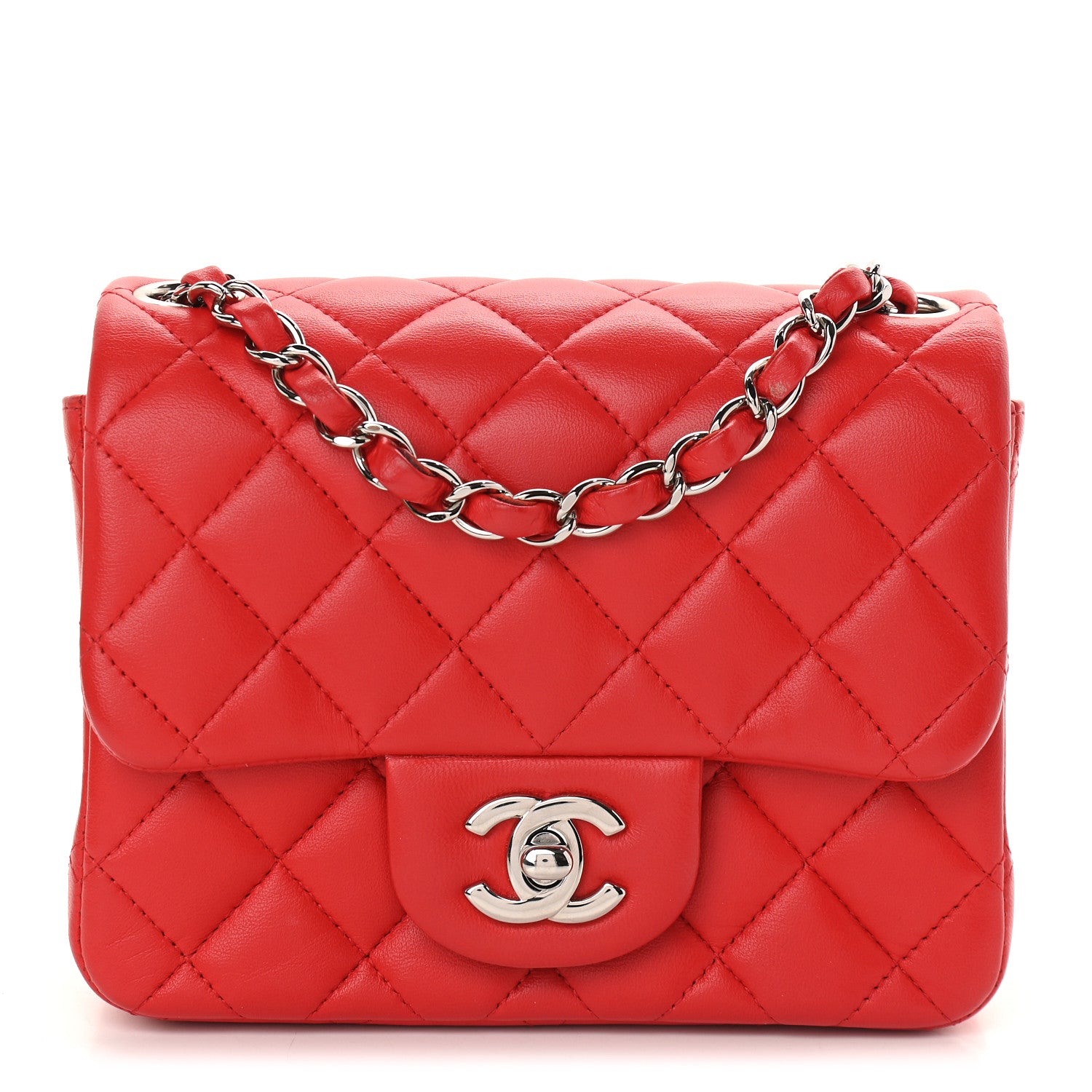 Chanel Lambskin Quilted Mini Square Flap Red 1 of 8