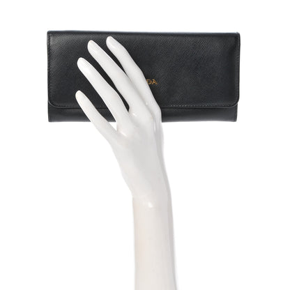 Prada Saffiano Multicolor Continental Flap Wallet Black Peonia 2 of 7