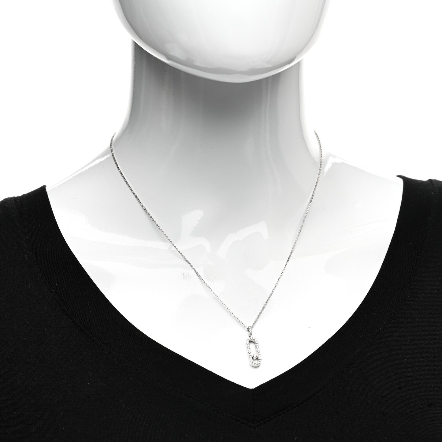 18K White Gold Diamond LM Move Uno Pave Pendant Necklace