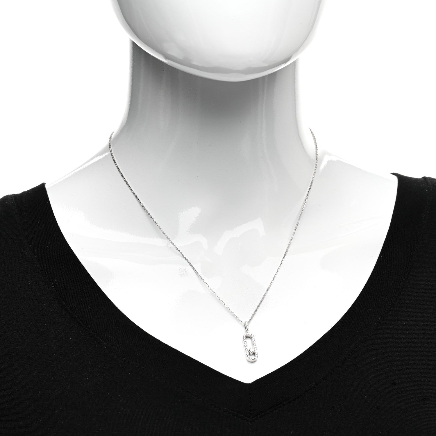 Messika 18K White Gold Diamond LM Move Uno Pave Pendant Necklace 2 of 4