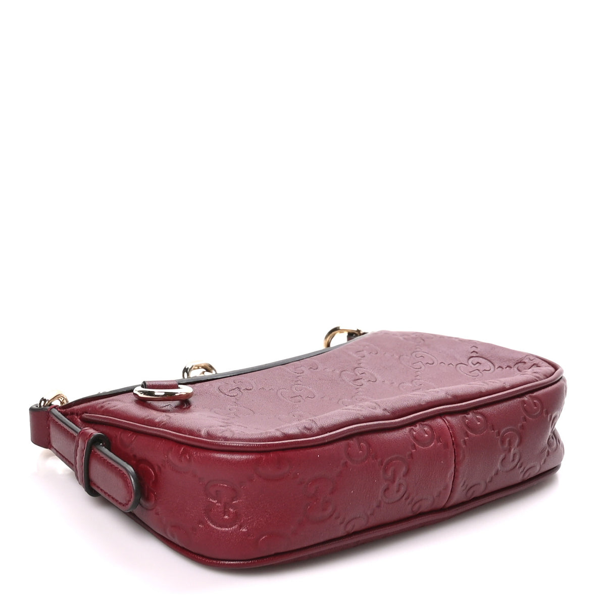 GG Calfskin Embossed Emblem Mini Shoulder Bag Rosso Ancora