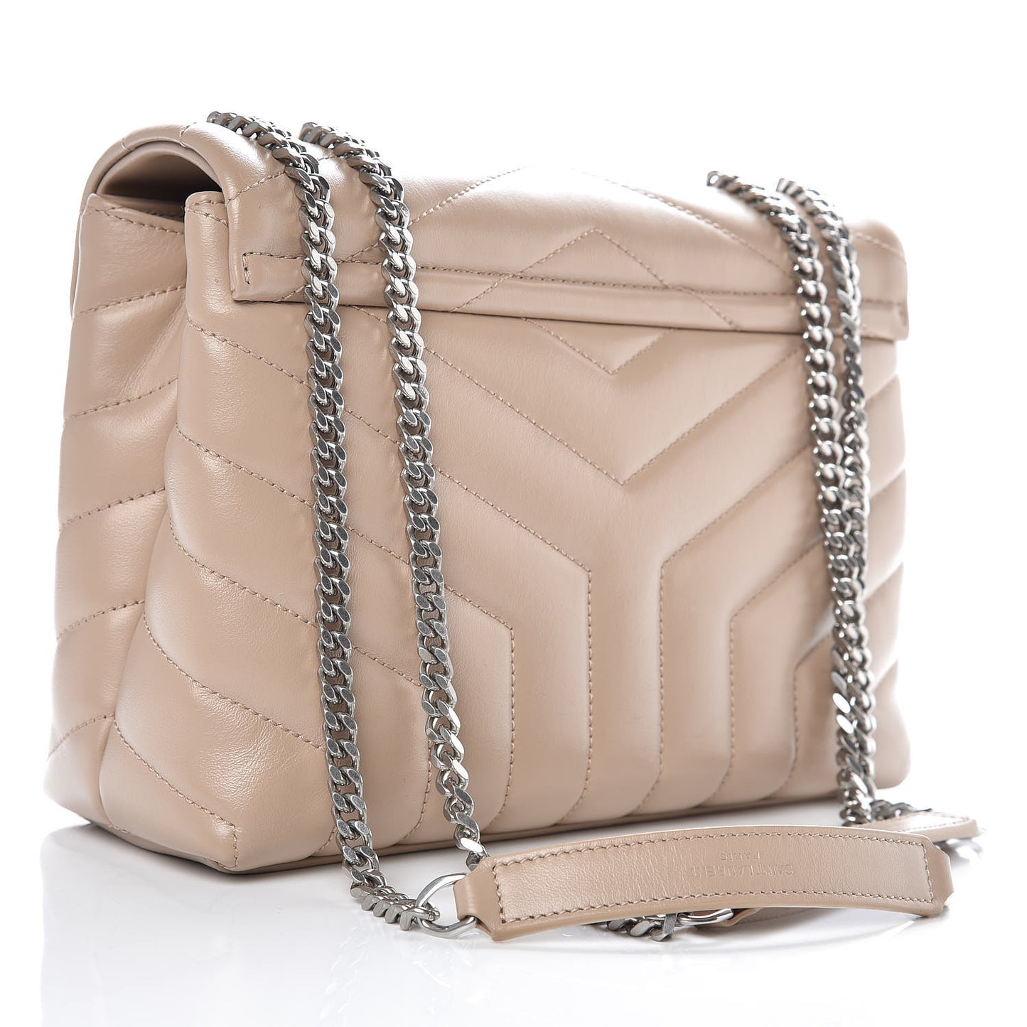 Calfskin Y Quilted Monogram Small Loulou Chain Satchel Dark Beige